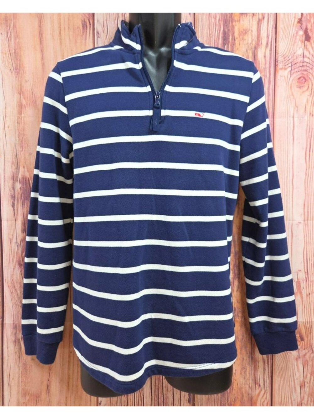 Vineyard Vines Target Navy Striped 1/4 Zip Pullover Sweater Small